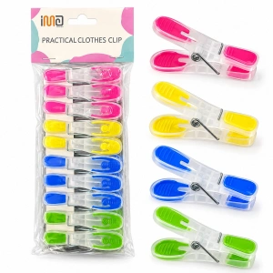 10pcs Renkli Silikon Ağız - Bas-aç Şeffaf Plastik Mandal (5580)