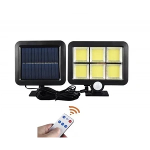 120 Cob Led Solar Panelli 3 Modlu Duvar Lambası Uzaktan Kumandalı Mz-302k