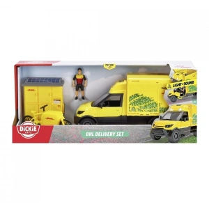 203747020 Dickie Dhl Delivery Setfreewheel Delivery Vehicle Packaging Statio