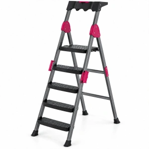 4+1 Basamaklı Metal Merdiven 150kg.taşıma (5580)
