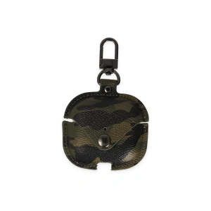 Airpods Pro 2 (2.nesil) Çanta Kamuflaj Deri Kılıf - Haki Yeşil