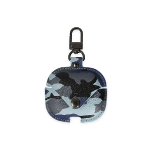 Airpods Pro 2 (2.nesil) Çanta Kamuflaj Deri Kılıf - Mavi