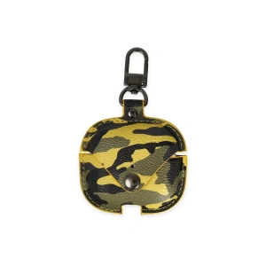 Airpods Pro 2 (2.nesil) Çanta Kamuflaj Deri Kılıf - Sarı