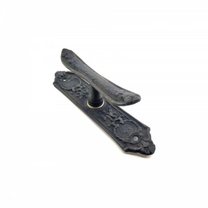 Antika Tarz Dekoratif Pirinç Çiçekli Pencere Kolu - 165x38 Mm, Oksit