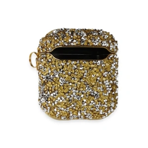 Apple Airpods 2 (2.nesil) Mira Taşlı Kılıf - Gold