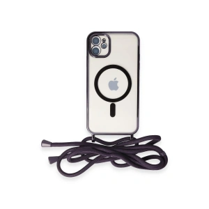 Apple İphone 11 Kılıf Divo Lazer Askılı Magsafe Kapak - Derin Mor