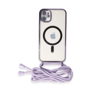 Apple İphone 11 Kılıf Divo Lazer Askılı Magsafe Kapak - Lila
