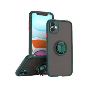 Apple İphone 11 Kılıf Montreal Yüzüklü Silikon Kapak - Yeşil