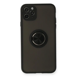 Apple İphone 11 Pro Kılıf Montreal Yüzüklü Silikon Kapak - Siyah