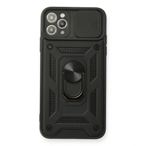 Apple İphone 11 Pro Kılıf Pars Lens Yüzüklü Silikon - Siyah