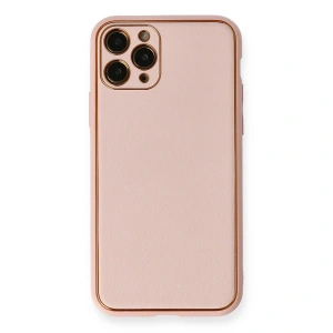 Apple İphone 11 Pro Max Kılıf Coco Deri Silikon Kapak - Pembe