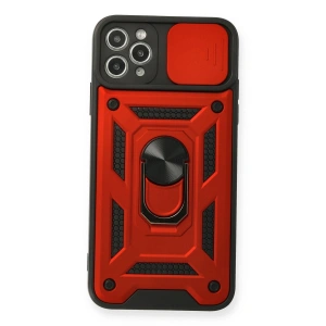 Apple İphone 11 Pro Max Kılıf Pars Lens Yüzüklü Silikon - Kırmızı