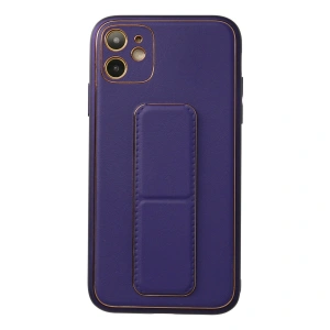 Apple İphone 12 Kılıf Coco Deri Standlı Kapak - Mor