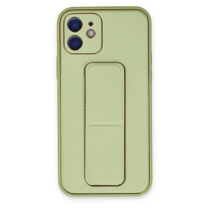 Apple İphone 12 Kılıf Coco Deri Standlı Kapak - Su Yeşili