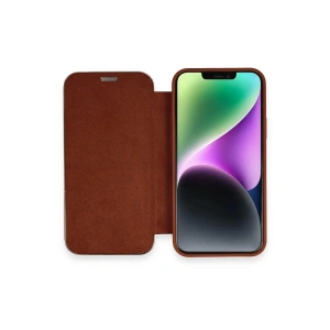 Apple İphone 12 Kılıf Dolpin Kapaklı - Kahverengi