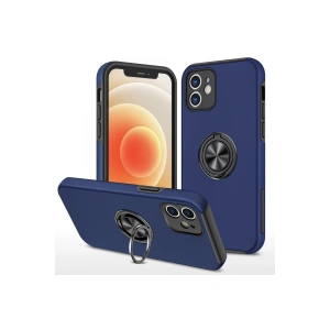 Apple İphone 12 Kılıf Elit Yüzüklü Kapak - Lacivert