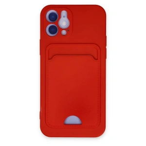 Apple İphone 12 Kılıf Kelvin Kartvizitli Silikon - Kırmızı