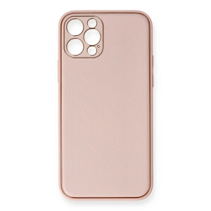 Apple İphone 12 Pro Kılıf Coco Deri Silikon Kapak - Pembe