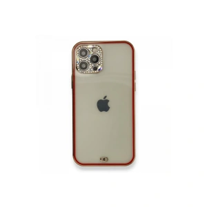 Apple İphone 12 Pro Kılıf Liva Taşlı Silikon - Kırmızı