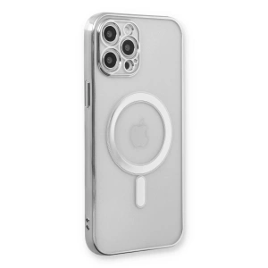 Apple İphone 12 Pro Kılıf Magneticsafe Lazer Silikon - Gümüş