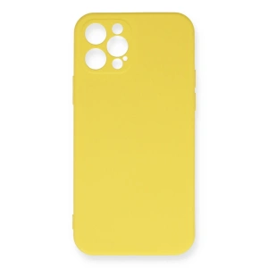 Apple İphone 12 Pro Max Kılıf Nano İçi Kadife Silikon - Sarı