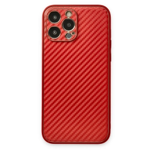 Apple İphone 13 Pro Max Kılıf Coco Karbon Silikon - Kırmızı