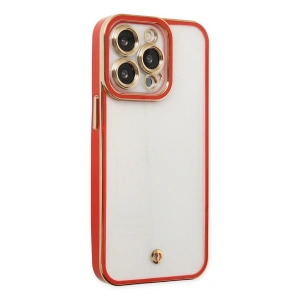 Apple İphone 13 Pro Max Kılıf Liva Lens Silikon - Kırmızı