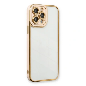 Apple İphone 13 Pro Max Kılıf Liva Lens Silikon - Pudra
