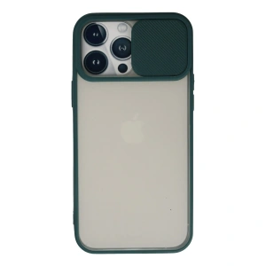 Apple İphone 13 Pro Max Kılıf Palm Buzlu Kamera Sürgülü Silikon - Yeşil