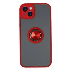 Apple İphone 14 Kılıf Montreal Yüzüklü Silikon Kapak - Kırmızı