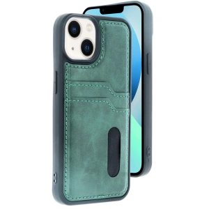 Apple İphone 14 Kılıf Sara Kartvizitli Deri Kılıf - Koyu Yeşil
