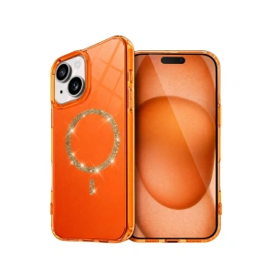 Apple İphone 14 Live Diamond Magsafe Kapak - Turuncu