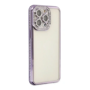 Apple İphone 14 Pro Kılıf Joke Taşlı Silikon - Mor