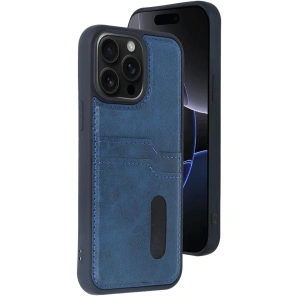 Apple İphone 15 Pro Max Kılıf Sara Kartvizitli Deri Kılıf - Lacivert