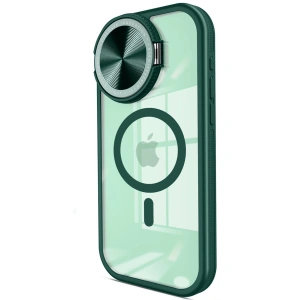 Apple İphone 15 Pro Max Kılıf Teleskop Lens Magsafe Silikon Kapak - Koyu Yeşil