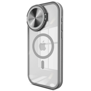 Apple İphone 15 Pro Max Kılıf Teleskop Lens Magsafe Silikon Kapak - Titan Gri