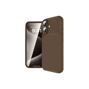 Apple İphone 16 Kılıf Auto Focus Karbon Kapak - Kahverengi