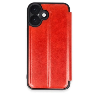 Apple İphone 16 Kılıf Flip Cover - Kırmızı