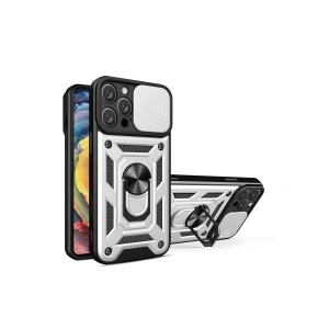 Apple İphone 16 Pro Kılıf Pars Lens Yüzüklü Silikon - Gümüş