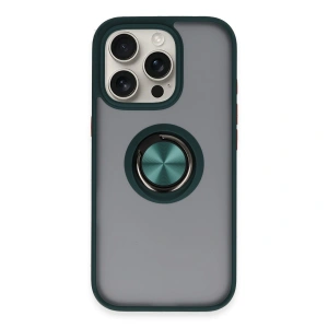 Apple İphone 16 Pro Max Kılıf Montreal Yüzüklü Silikon Kapak - Yeşil