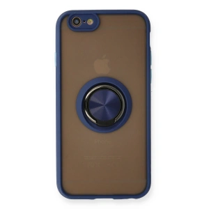 Apple İphone 6 Kılıf Montreal Yüzüklü Silikon Kapak - Lacivert