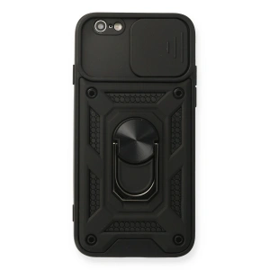 Apple İphone 6 Kılıf Pars Lens Yüzüklü Silikon - Siyah