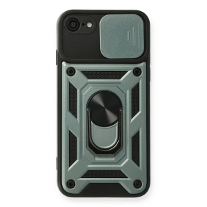 Apple İphone 7 Kılıf Pars Lens Yüzüklü Silikon - Yeşil