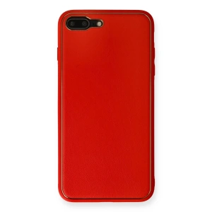 Apple İphone 7 Plus Kılıf Coco Deri Silikon Kapak - Kırmızı