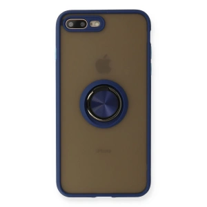 Apple İphone 7 Plus Kılıf Montreal Yüzüklü Silikon Kapak - Lacivert