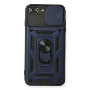 Apple İphone 7 Plus Kılıf Pars Lens Yüzüklü Silikon - Lacivert