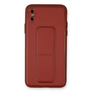 Apple İphone Xs Max Kılıf Coco Deri Standlı Kapak - Fuşya