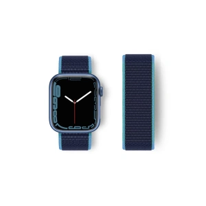 Apple Watch 38mm Hasırlı Cırtcırtlı Kordon - Mavi-lacivert