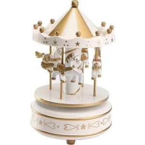 Atlı Karınca Müzik Kutusu Gold-beyaz Renk Mz-417