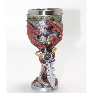 Ejderha Ve Kılıç Temalı 3d Kabartmalı Çelik Kadeh Bardak Alk4373